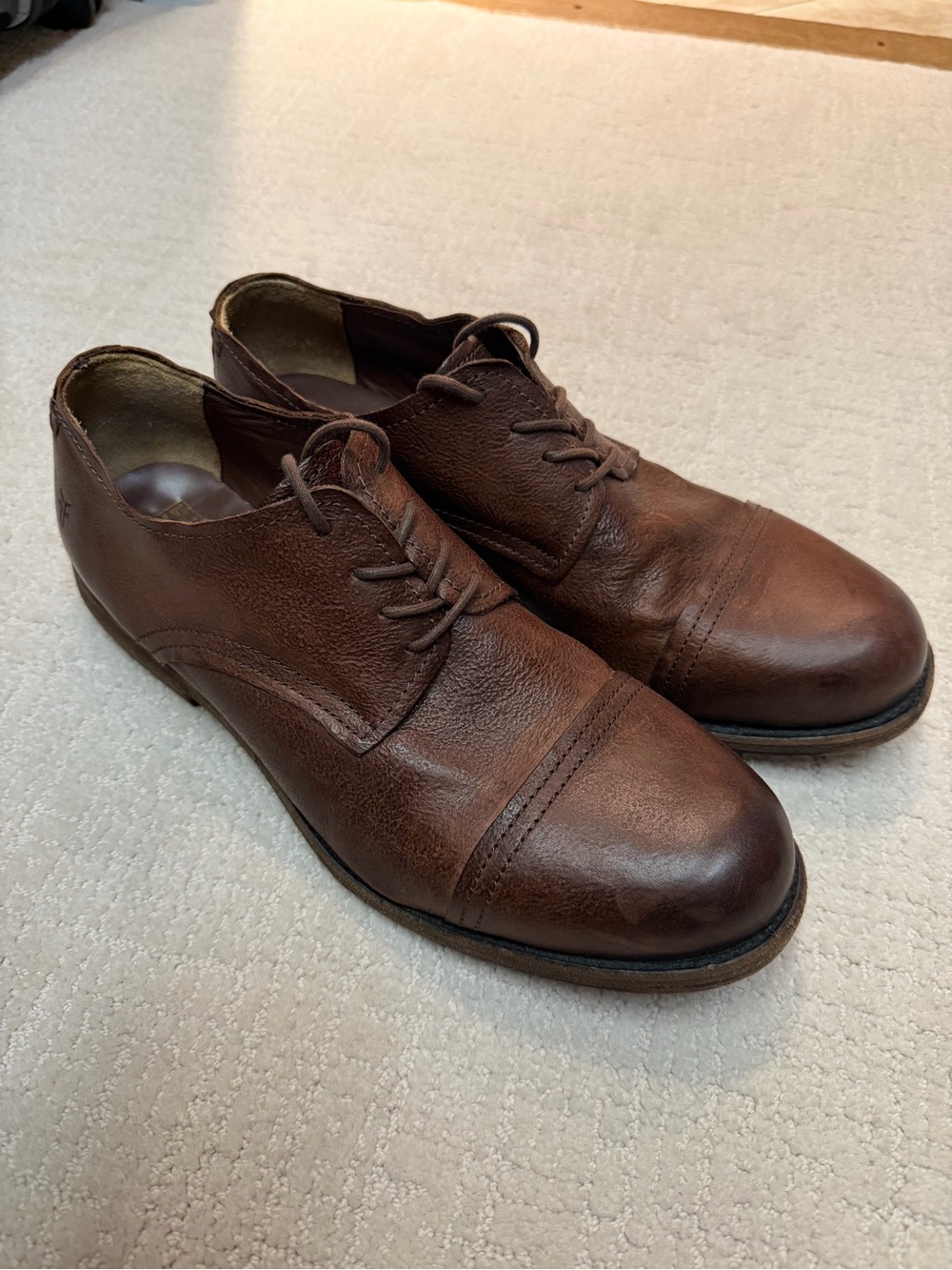 Frye Men's Brown Leather Cap-Toe Derby
